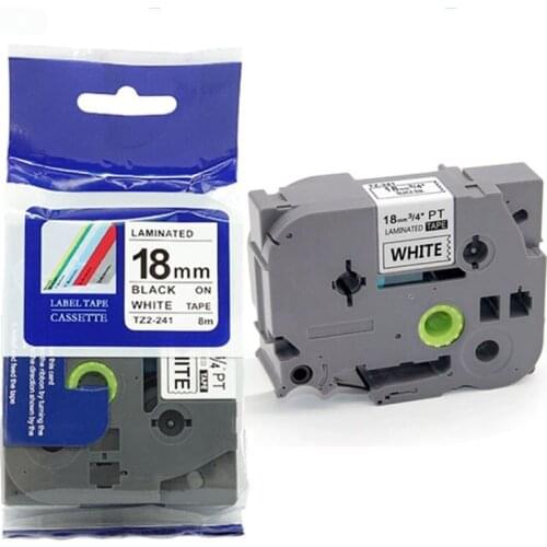20pc/lot Compatible brother label tape tz tape 18mm Tze241 tz241 tze 241 Tze-241 tze641 P-touch label printer Ribbon label maker