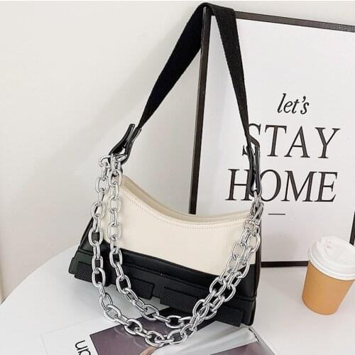 2021 Luxuty Thick Chain Handbags For Women Brand Design Sole Crossbody bags Black Underarm Bag Tyre Shoulder Bags Bolsa Feminina