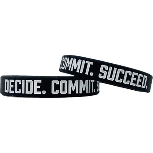 300pcs Motivational DECIDE COMMIT SUCCEED Silicone Bracelets Rubber Wristbands Free Shipping by DHL