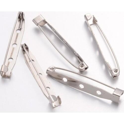 500pcs Iron Brooch Findings Brooch Base Back Bar Safety Pins with Three Holes for Jewelry Making DIY Findings 35 38 40mm