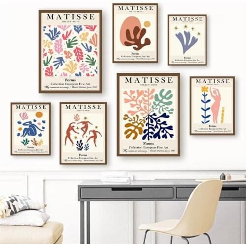 Matisse Girl Colorful Leaf Coral Abstract Nordic Posters And Prints Wall Art Canvas Painting Wall Pictures For Living Room Decor