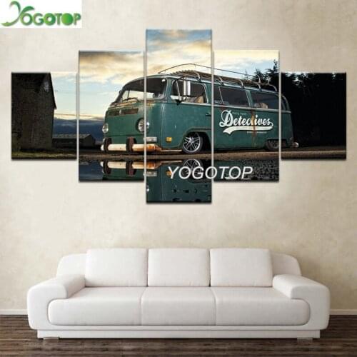 DIY diamond Paintings Multi-Pictures full drill Embroidery with diamant mosaic art Classic Retro green Bus Car 5pcs ML956