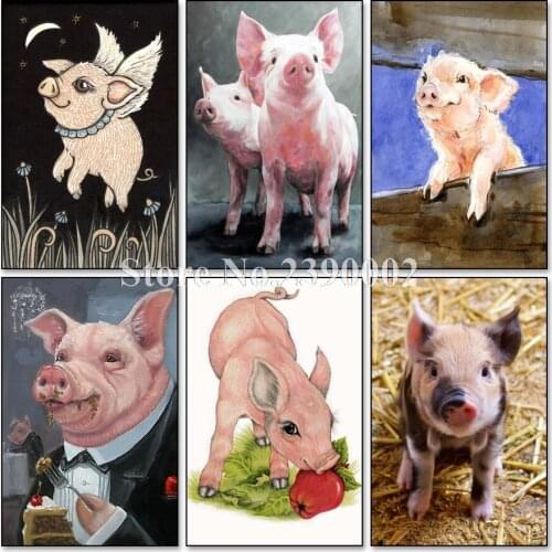 Diamond Embroidery Animals Pig 5D Diy Diamond Painting Kits Full Rhinestone Needlework Diamond Mosaic Home Decorative Christmas