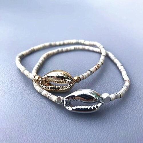 Bohemian shell bracelet for women stretch bracelet natural shell beads lucky jewelry Bangle accessories coquille fashion gifts