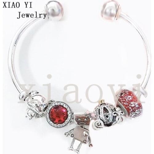 XIAOYI 2020 new 100% s925 Red doll cartoon pig carriage charming personality gentle high quality bracelet for girlfriend female