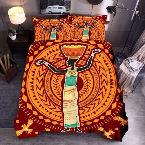 Fanaijia Luxury African woman Bedding Sets king size Bohemian Print Duvet Cover +pillowcase Bed Linen queen bed set