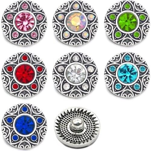 Hot Crystal w179 Flower 3D 18mm 20mm Metal Snap Button For Bracelet Necklace Interchangeable Jewelry Women Accessorie Findings