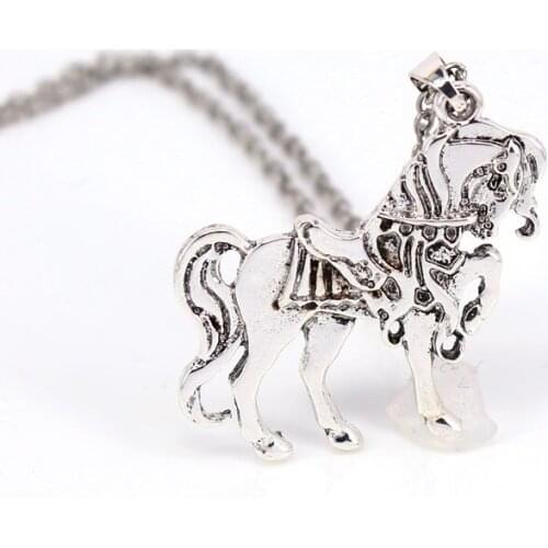 Hzew Ancient silver color horse pendant necklace horse Wedding Jewelry