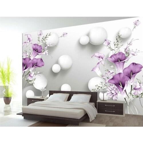Customize 3d wall papers home decor living room Purple calla flower 3d wall murals 3d stereoscopic murals wallpaper