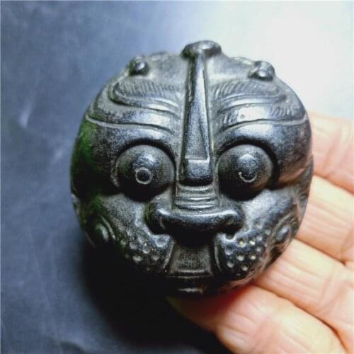 Exquisite Iron Meteorite, Auspicious Beast, Tiger Head Pendant of Hongshan Culture Carving Antique Collection Pendant Gift