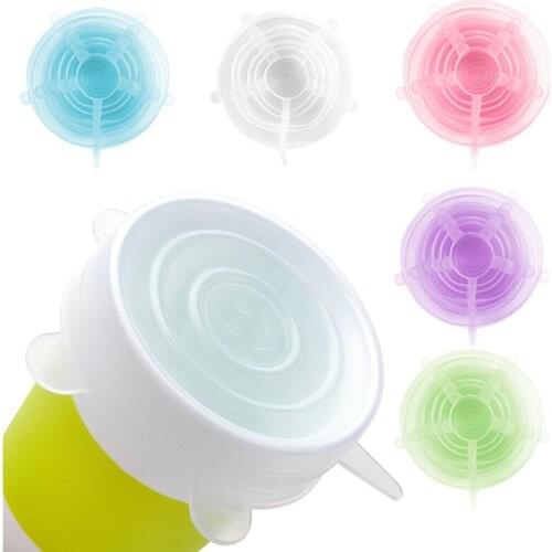 6pcs Silicone Lids Stretch Lid Universal Bowl Cover Pot Pan Wrap Fresh Sealer Microwave Cover Kitchen Accessories