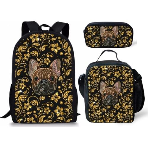 French Bulldog Backpack For Teenage Boys Girls Cute School Backpack Sets Student Bags Children Daily Bag Shoulder Bags 3pcs/set
