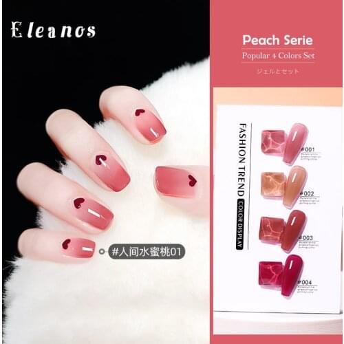 Gel Nail Polish Set 4 Colors Collection Kit Semi Permanent Soak Off Base Top Coat For Manicure Hybrid Varnish Poly Nail Gel