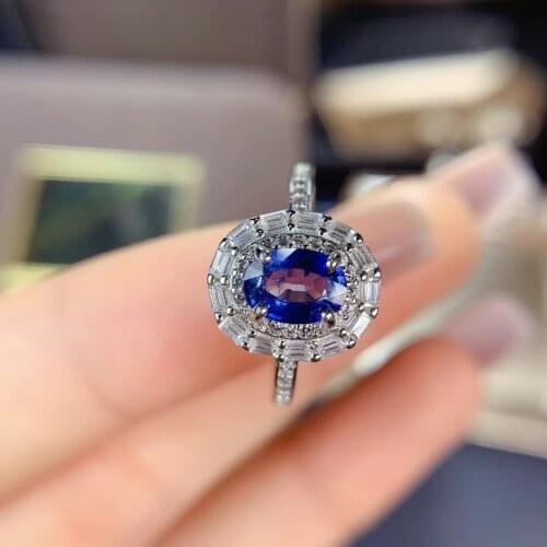 Natural sapphire female ring 925 sterling silver inset fashion new girls cocktail party exquisite gift