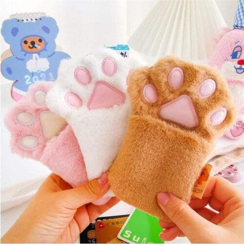 Cat Paw Bank Credit Card Bag Plush Korea Card Pack Girl Drivers License Case Pendant Accessories Student with Rope Bus Card Set