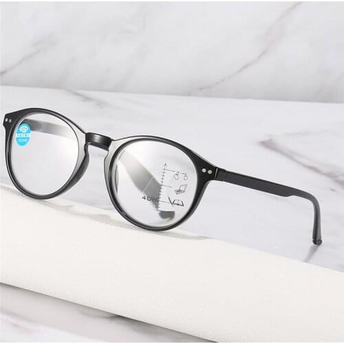 Progressive Multi-focus Anti-blue Light Reading Glasses Retro Fashion Hyperopia Eyeglasses Women Man Unisex Diopter +1.0 To 4.0