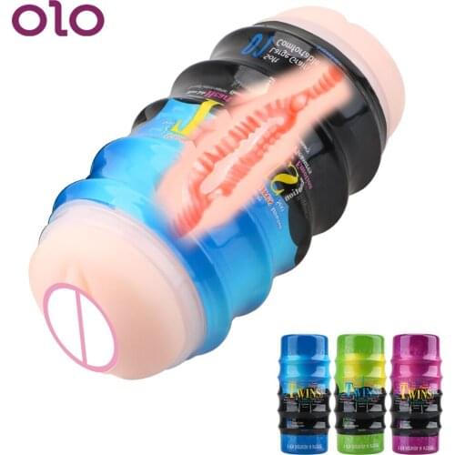 OLO Male Masturbation Cup Real Vagina and Anal Male Masturbator Pussy Dual Channel Vagina Penis Masturbator Sex Toys for Man