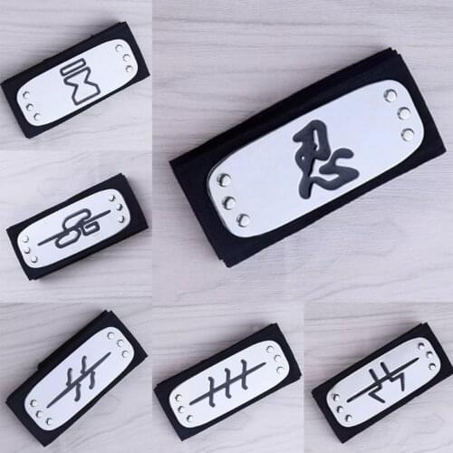 Men Women Kids Headband Japanese Anime Figures Logo Metal Plated Hairband Forehead Protector Cosplay Accessories Headwear