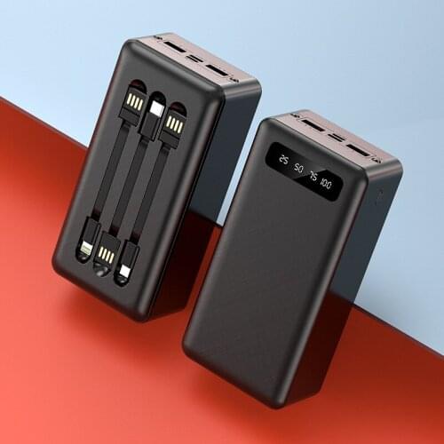 Power Bank 30000mAh Powerbank with Cable For iPhone 12 Xiaomi Powerbank External Battery Mobile Phone Portable Charger Poverbank