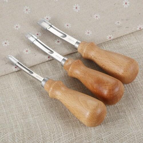 Practical Leathercraft Edge Beveler Skiving Beveling Knife Cutting Hand Leather Craft DIY Tool with Wooden Handle A4mm A6mm A8mm