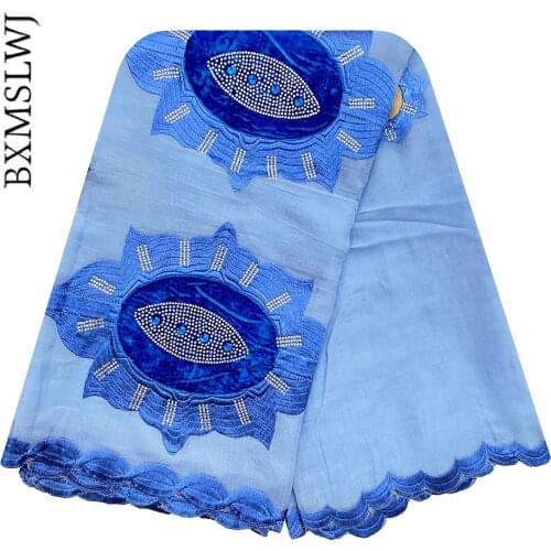 Ramadan African Dubai Embroidery Hijab African Soft Cotton Scarf with Flowers and Diamonds Big Shawls Wraps Muslim Fashion Lady