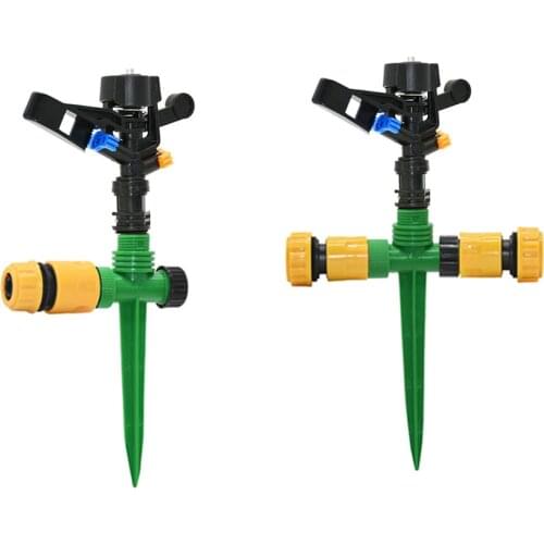 Garden Lawn Sprinklers with Plastic Spike Support 360 Degree Rotary Rocker Sprinkler Greenhouse Agricultural Irrigation