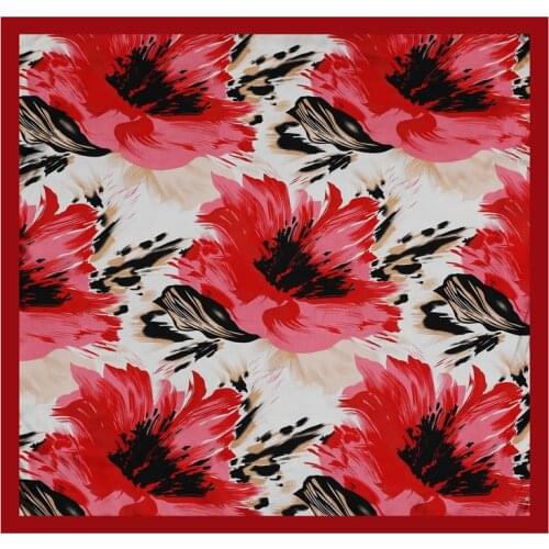 Silk Scarf Women Bandana Fashion Lady Head Wrap Print Large Hijab Hairhand Female Painting Neckerchief Foulard Shawl 2021