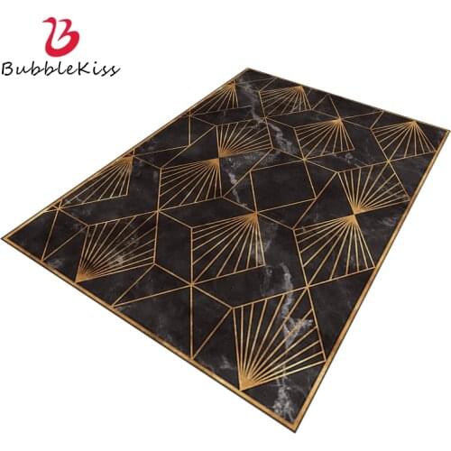 Bubble Kiss Carpets For Living Room Creative Home Rug Black Floor Mat Gold Geometric Line Pattern Carpet Light Luxury Style Rugs