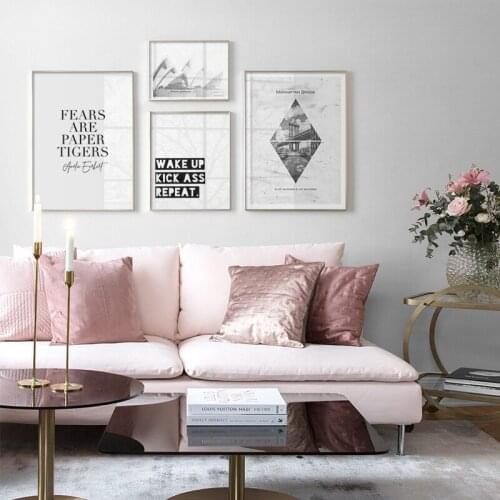 Modern Minimalism Black and White Geometric City Australia Sydney Motivational Poster Wall Art Canvas Print Poster Wall Decor