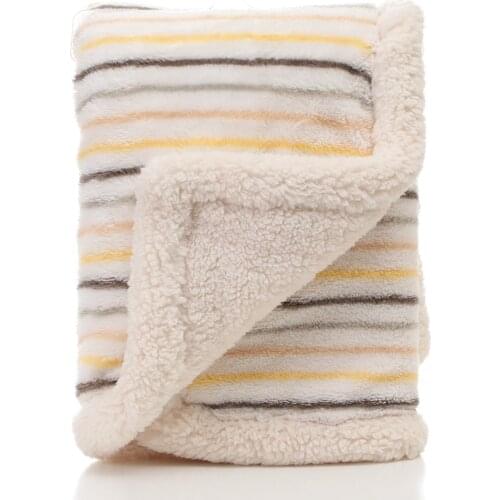 75X100cm Warm and Comfortable Thicken Cotton Blanket Double-layer Printed Lamb Wool Winter Blanket for Baby Newborn Children