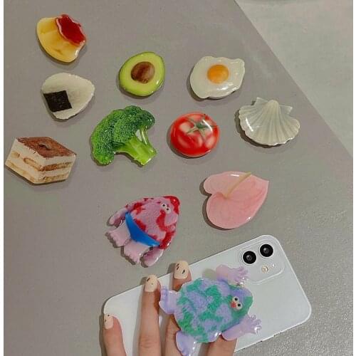 Universal Cute Funny Broccoli Tomatoes Irregular Foldable Stand Holder Expanding Phone Bracket for IPhone Redmi Huawei Samsung