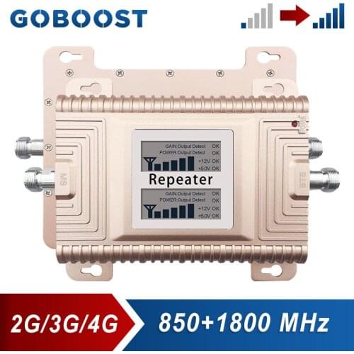 GOBOOST 2g 3g CDMA 850 4g LTE 1800 MHz Dual Band Signal Booster Cellular Amplifier B5 B3 For Cell Phone Repeater