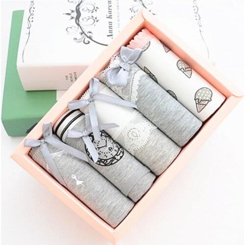 High Quality 5Pcs/Lot Cartoon Pattern Lovely Girl Panties Dot Underwear Bowknot Briefs Cotton Lingerie Soft Comfortable 5 Style