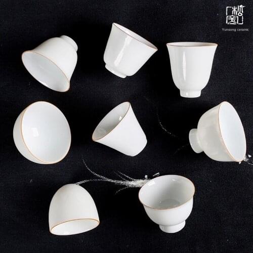 Yunsong Kiln Ceramic Dehua Sweet White Glaze Teacup Pure Ceramic Whiteware Master Cup Single Cup Kung Fu Tea Set Customization