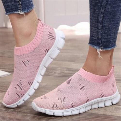 New ladies plus size sneakers, fashion flying woven simple flat-bottomed non-slip lightweight comfortable casual shoes women