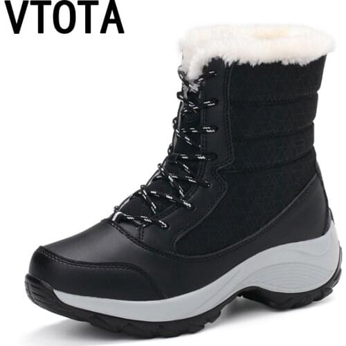 VTOTA Women Snow Boots Warm Winter Boots Fashion Women Mid-Calf Platform Boots 2018 Lace Up Black Women Wedges Shoes Botas H176
