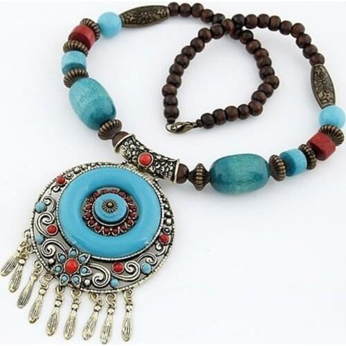 Bohemian Necklaces Fashion For Women Jewelry Mujer Handwoven Collier Long Tassel Beads Choker Statement Pendants Gift