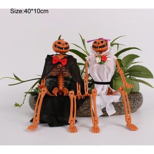 1set/lot Halloween Decorations Pumpkin Skull Couples Horror Skeleton Frame Haunted House Props Ghost Ornaments For Party Dec