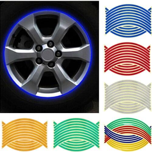 16pcs Reflective Wheel Rim Stripe Decal, Sticker Tape for Motorcycle Wheels or Car Wheels 12 Choices