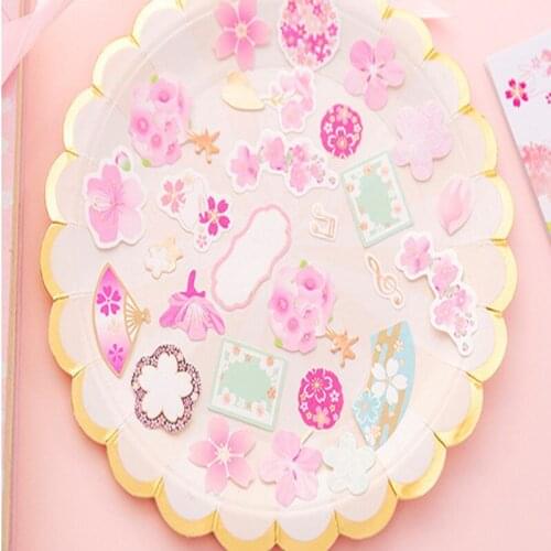 20packs Japanese Cherry Blossom Stickers Children Scrapbook Stationery Hand Account Notebook Diary Cute Student Stationery