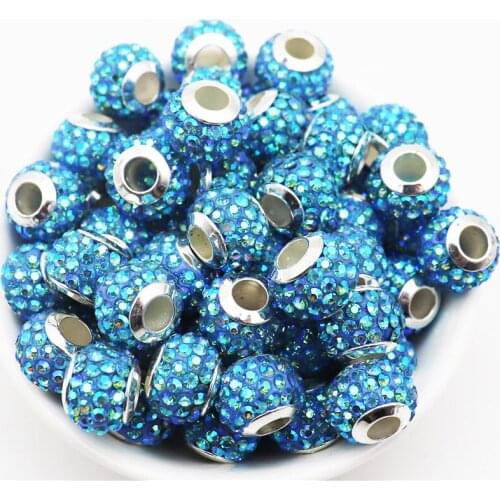 20Pcs Crystal Rhinestone Big Hole Beads European Murano Spacer Charms Fit Pandora Bracelet Pendant Necklaces for Jewelry Making