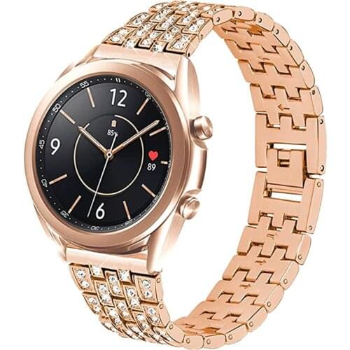 22 20mm Bling Bracelet For Samsung Galaxy Watch 3 41mm 45mm Active 2 44mm 40mm Stainless Steel Strap For Galaxy Watch 42mm 46mm