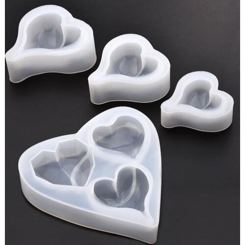 3D Heart Shape Silicone Mold Casting For Resin Jewelry Making Epoxy UV Jewelry Tools Silicone Moulds For DIY Keychain Pendants