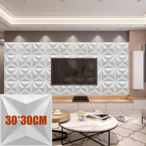 30x30cm 3D Three-dimensional Wall Sticker Decorative Living Room Wallpaper Mural Waterproof 3D Wall Panel Bathroom Kitchen White