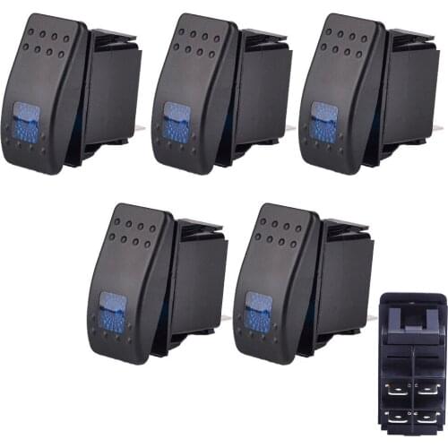 5 X 4Pin Car Auto 12V 20A Bar Rocker Toggle Switch Blue green red yellow LED Light