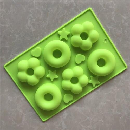 6 Cavity 2 Group Flower Type Donuts Silicone Cake Mold Cold Process Soap Mode XG198