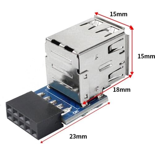 9pin Motherboard to 2 Ports USB2.0 Dual USB A 9 Pin Female Adapter Converter PCB Board Card Extender Internal Compter Connectors
