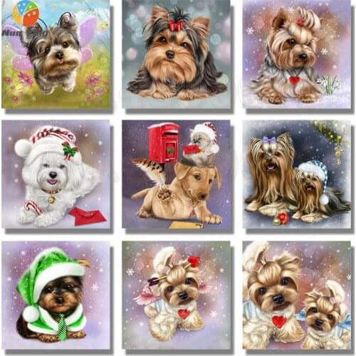 Diy 5D Full Round Diamond Painting Yorkshire Terrier Cross Stitch Full Kits 5D Diy Diamond Embroidery Dog Round Drill Home Decor