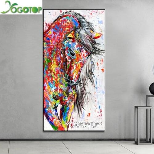 YOGOTOP 5D DIY Diamond Painting running red horse animal large diamond embroidery sale full rhinestone art mosaic picture YY1143