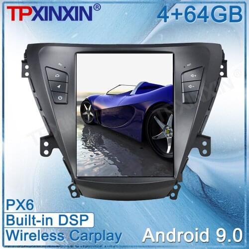 For Hyundai Elantra 2013 2014 + Tesla Styel Android 9.0 Car DVD Screen GPS Navigation Radio Multimedia Palyer Head Unit Recorder